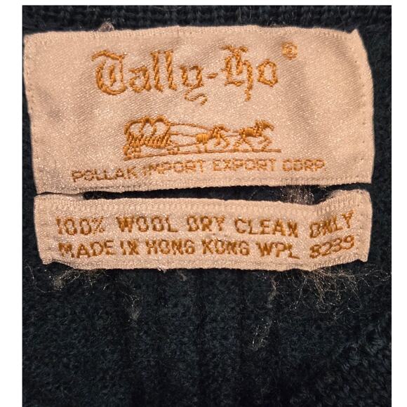 TALLY HO 100% Boiled Wool Vintage Cardigan Green Button Medium - Picture 6 of 10